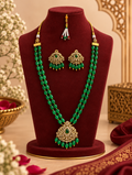 Vanya Emerald Bead Long Haar Set