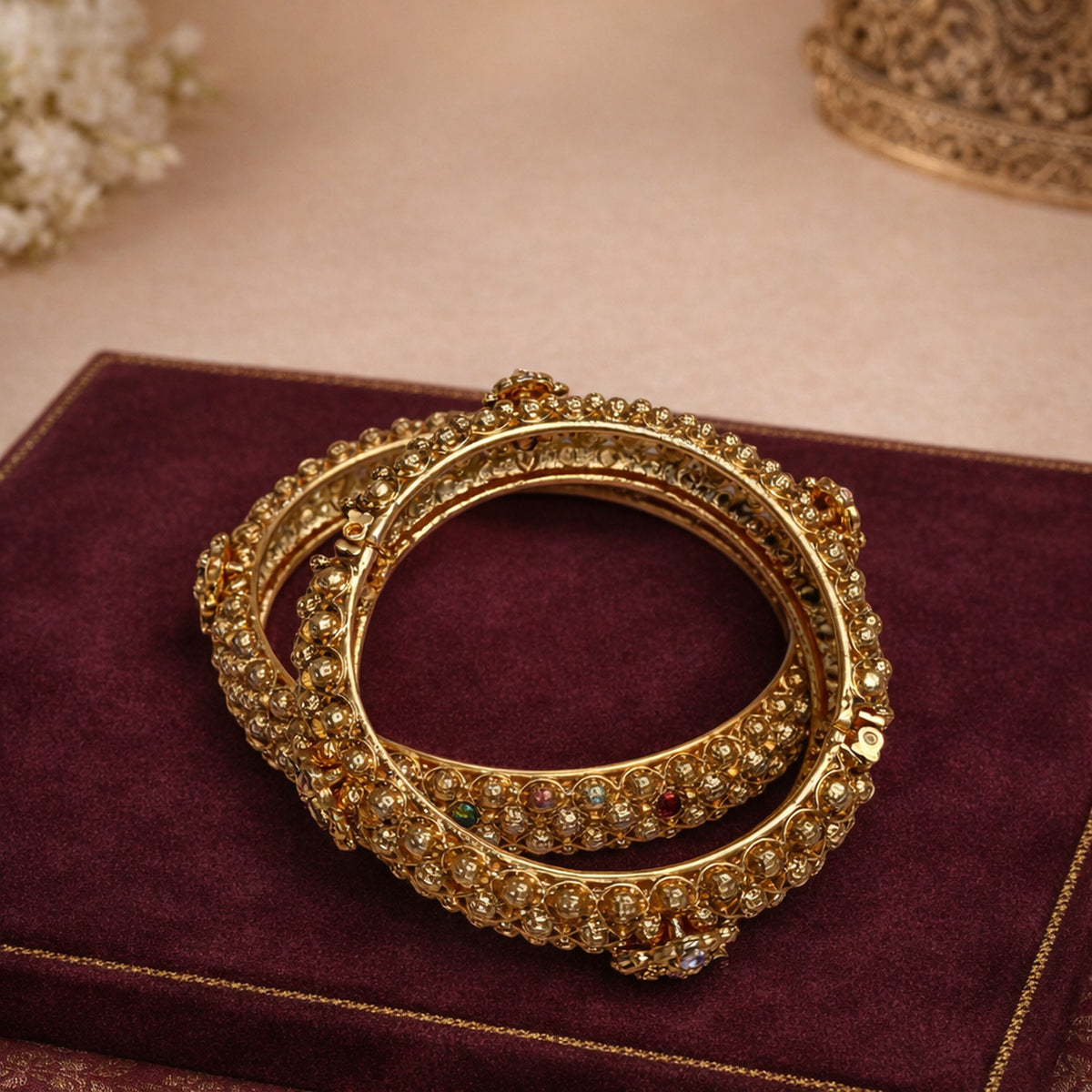Meher Antique Beaded Bangles (Pair) – view 03