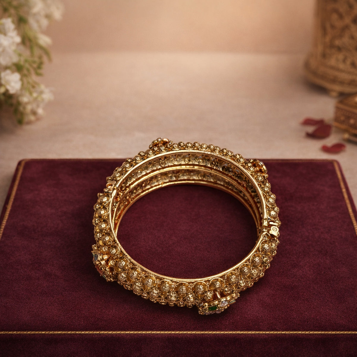 Ira Antique Beaded Bangles (Pair) – view 01