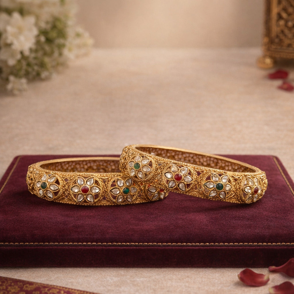 Saanvi Kundan Jaali Bangles (Pair) – view 01