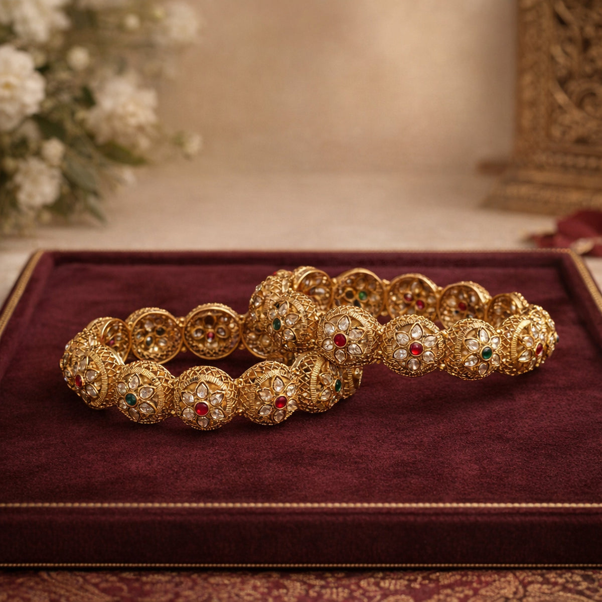Saanvi Kundan Jaali Bangles (Pair) – view 03