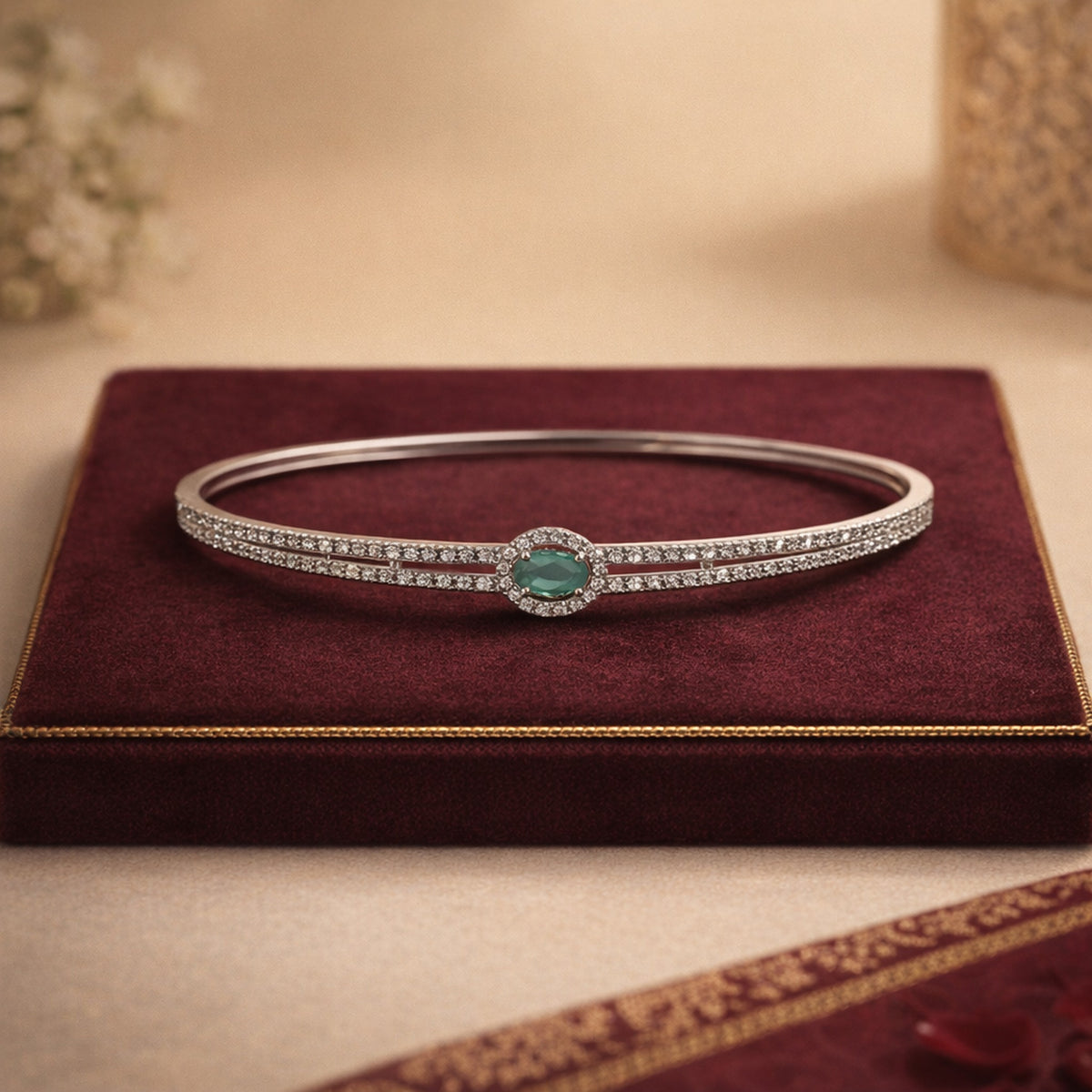 Aabha Aqua Stone Pavé Bracelet – view 03