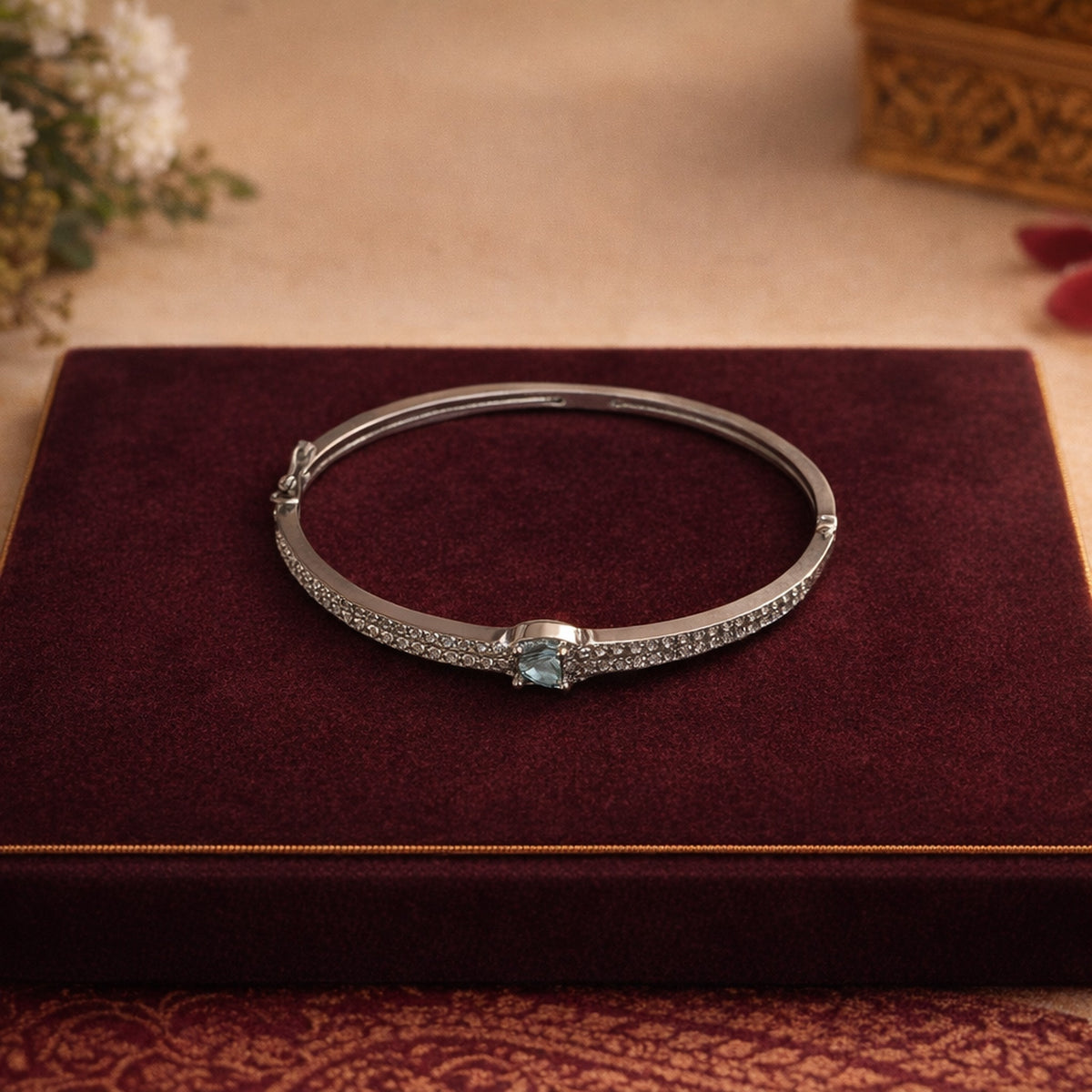 Aabha Aqua Stone Pavé Bracelet – view 04